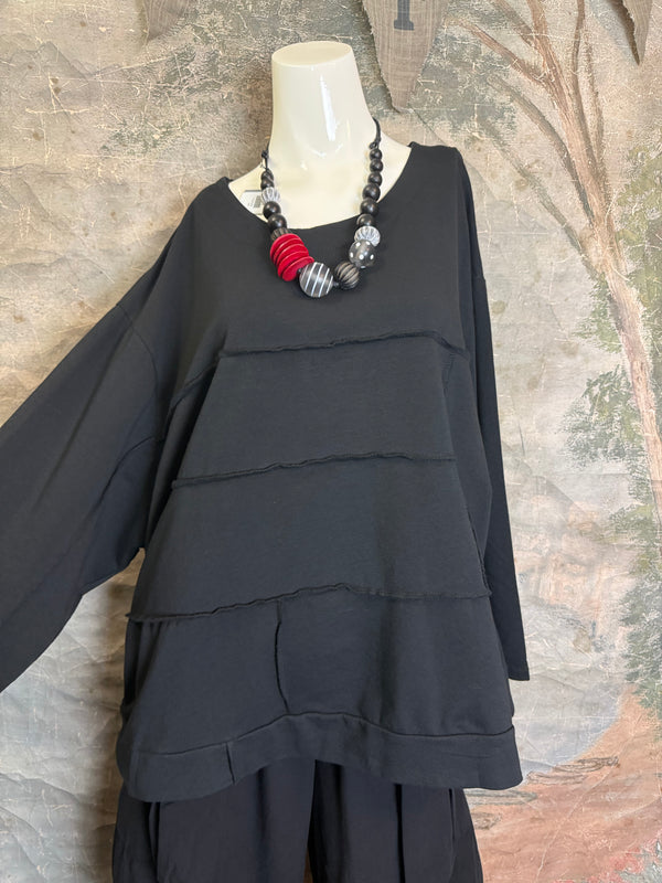 92052 Vintage Pullov Sweatshirt Top-Black