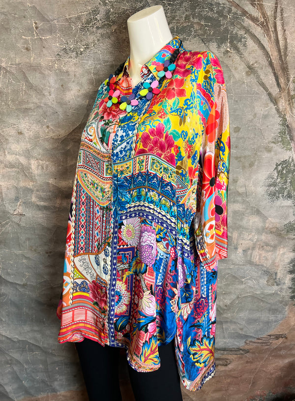 25436 Side Slit High Low Shirt