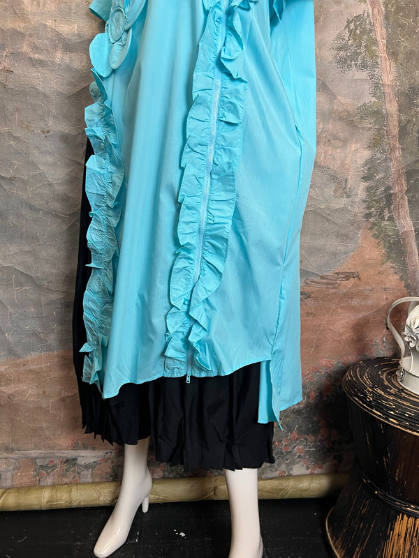 90915 Floral Applica Tunic W/Slits-Blue