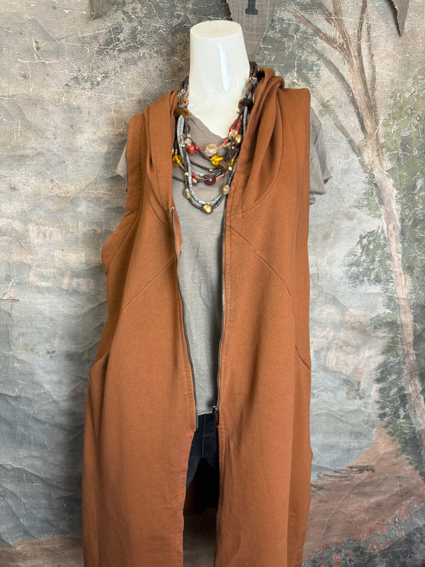 2626AU Zip Hoodie Vest-Ginger