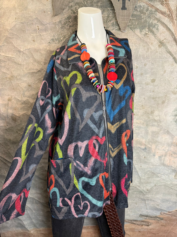 25842 Whimsy Chic Hearts Zipup Jacket