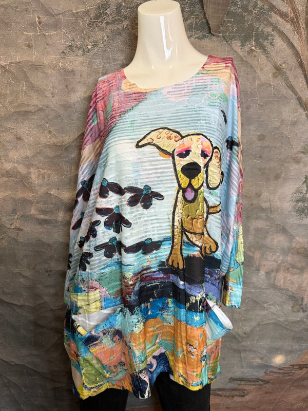 T1514 Long Slv Dolman Top/Tunic-Ozzy The Dog!