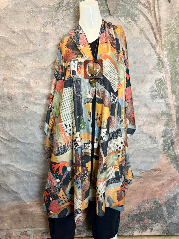 C103 Brushed Hooded Duster