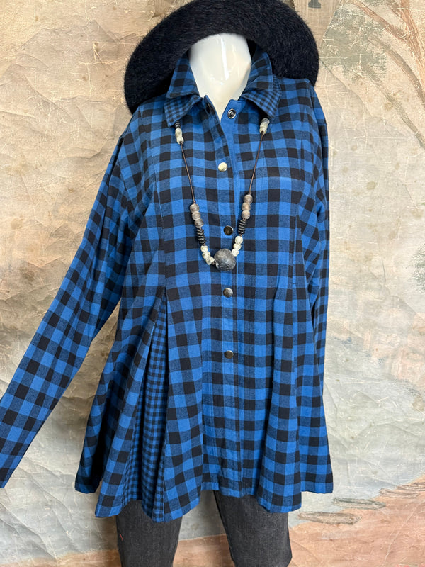 2500-2079 Plaid Placket Shirt-North Sea Blue