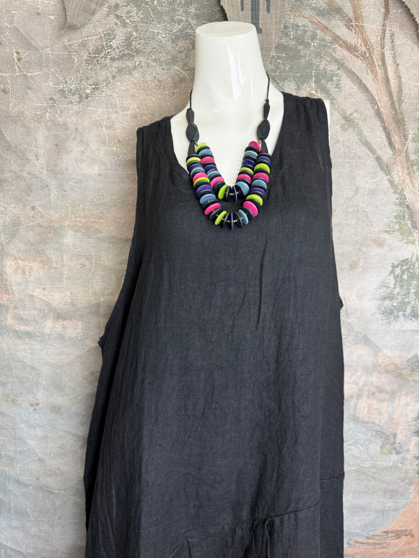 751 Artistry Layered Tank Dress-Black