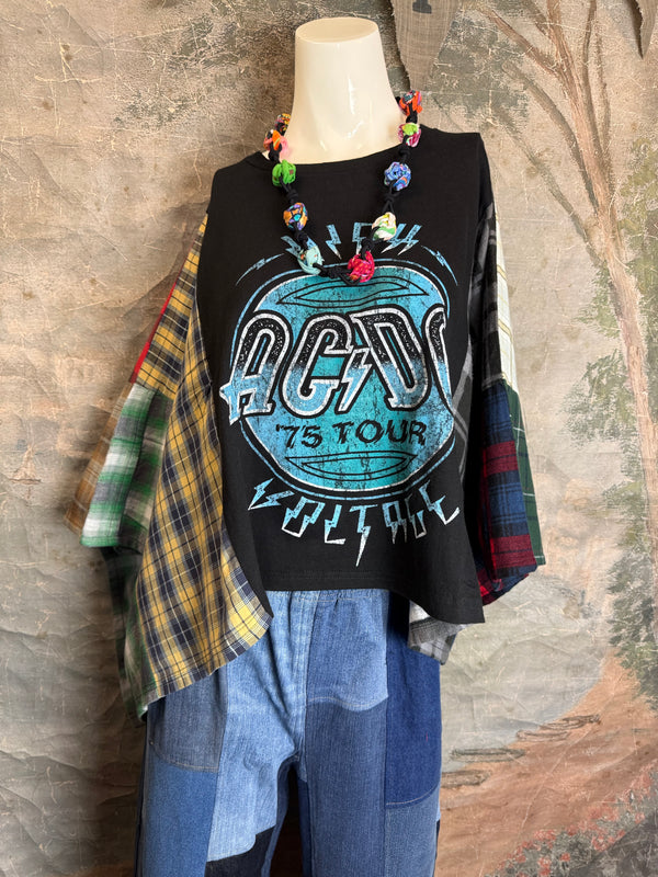 5576 Flannel Band Tee Topper-C