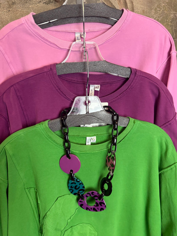 A2995202 L/Slv Flower Sweatshirt-Pine Green