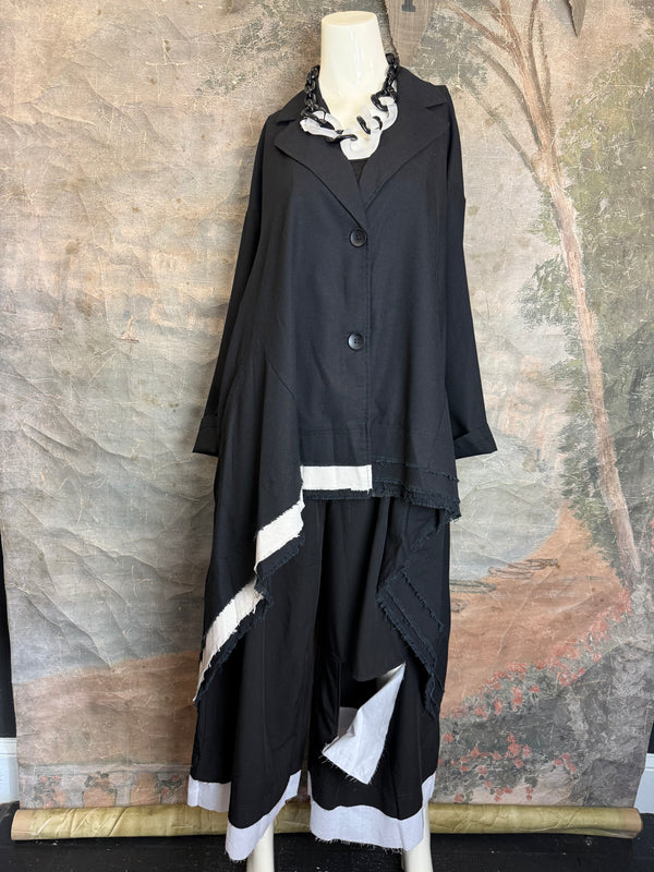 32302 Med to Long Blazer Jkt W/Trim-Black