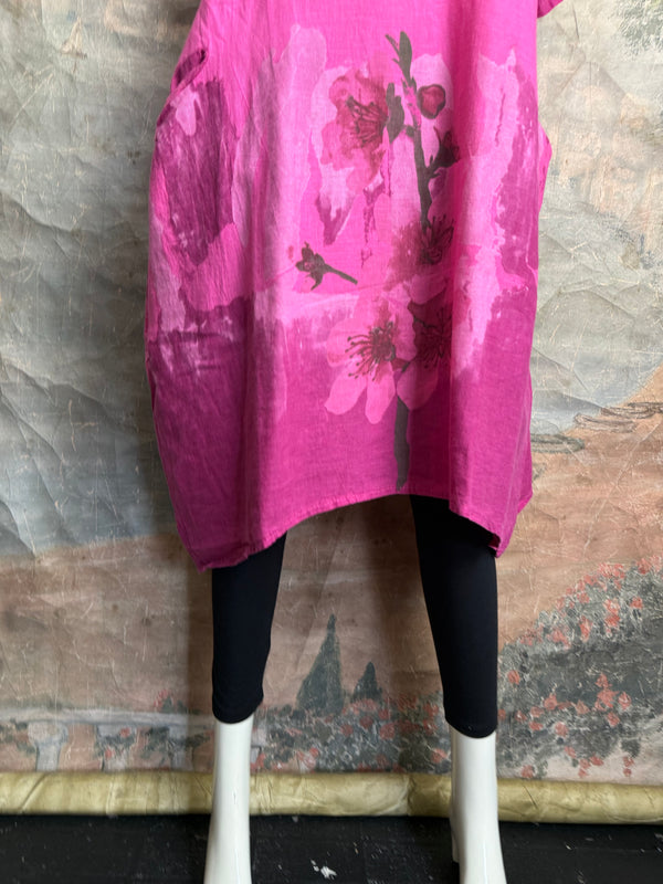 90847B Painters Garden Dress-Fuchsia