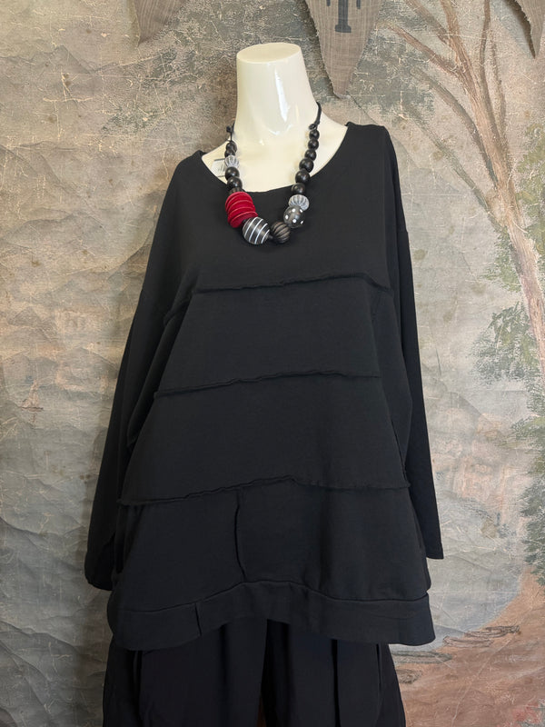 92052 Vintage Pullov Sweatshirt Top-Black