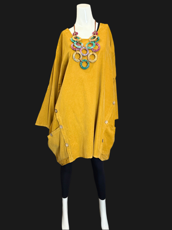 91983 Corduroy Pocket Tunic-Mustard