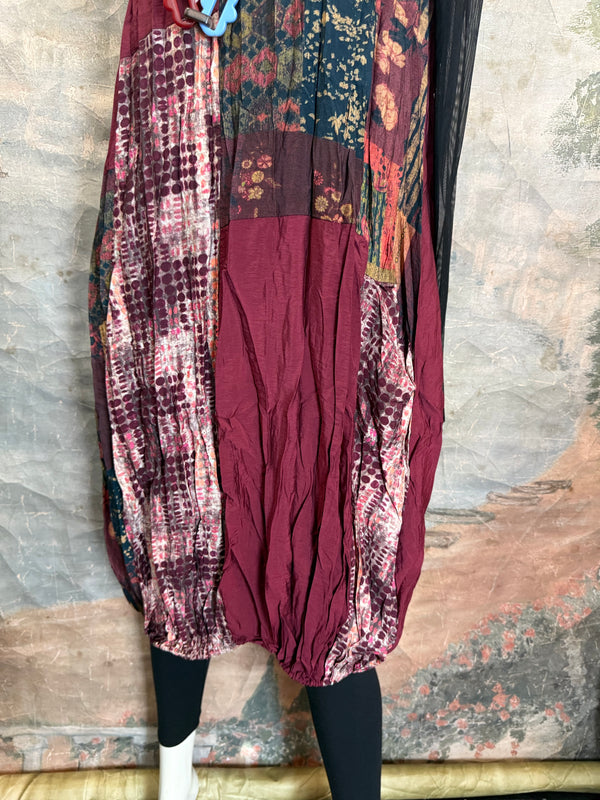 25532 Crushed Mockneck Dress-Wine