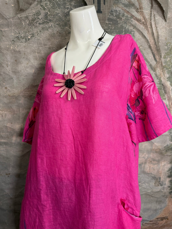 90847G Garden Tea Party Dress-Fuchsia