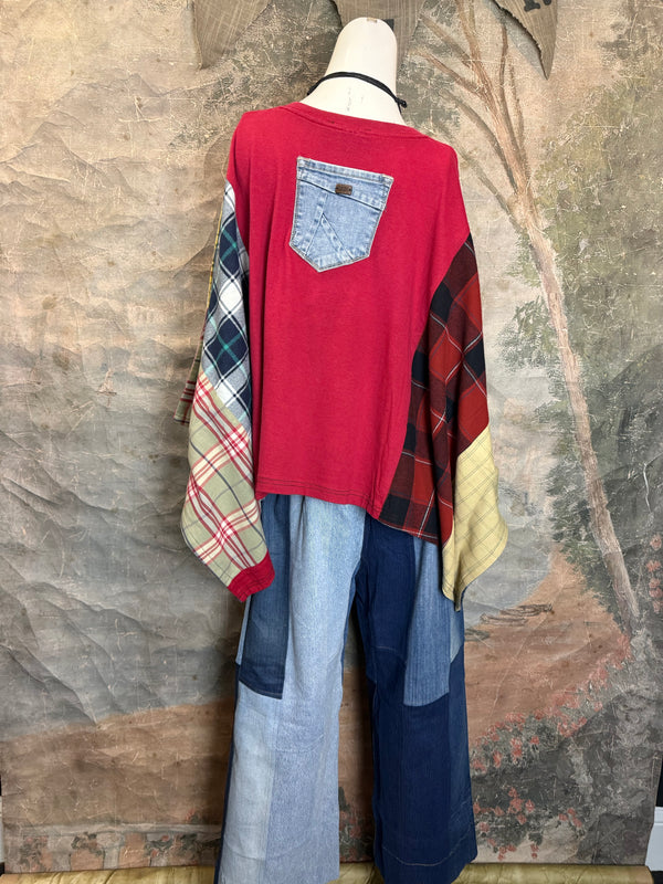 5576 Flannel Band Tee Topper-D