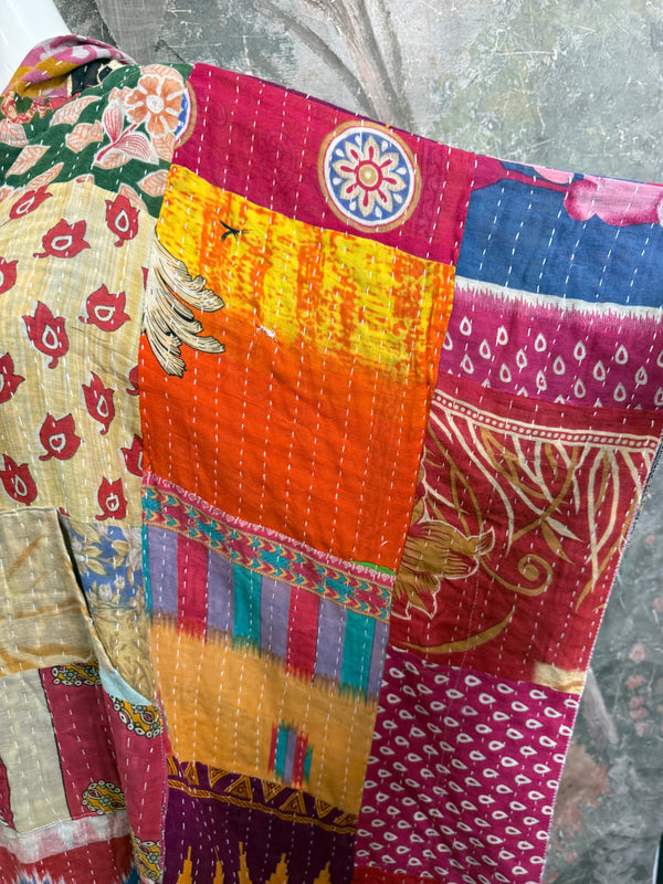 1012w Kantha Poncho Hoodie Dress-2