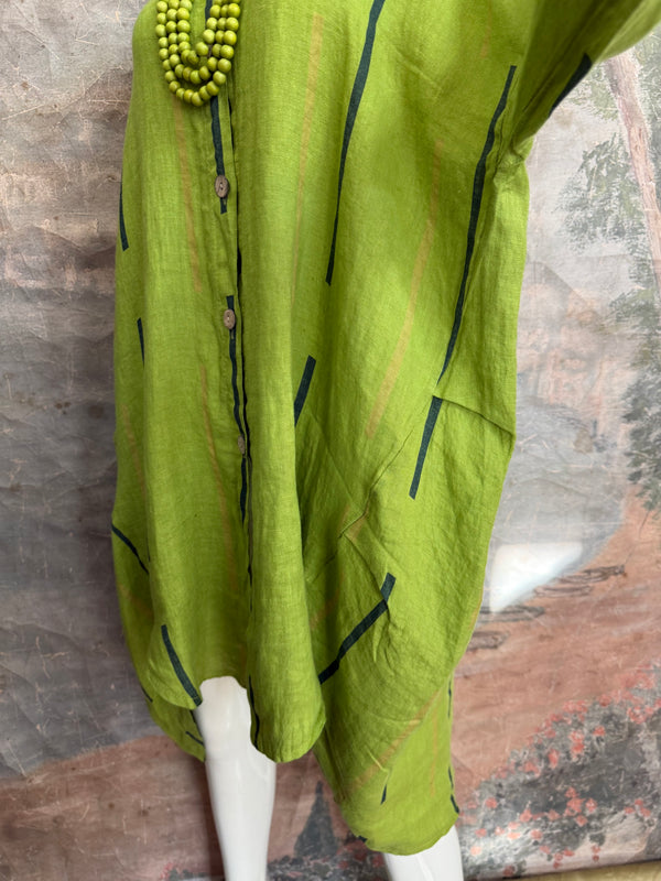 91750S Stripe Big Shirt-KIWI