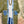 Load image into Gallery viewer, Olive bandana paisley print long kimono cardigan with light blue denim trim and front patch pockets - 13
