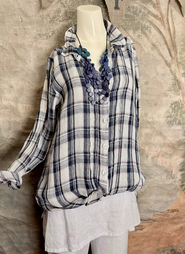 MP-ELT550 Plaid Boyfriend Shirt
