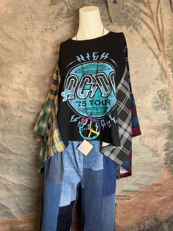 5576 Flannel Band Tee Topper-C