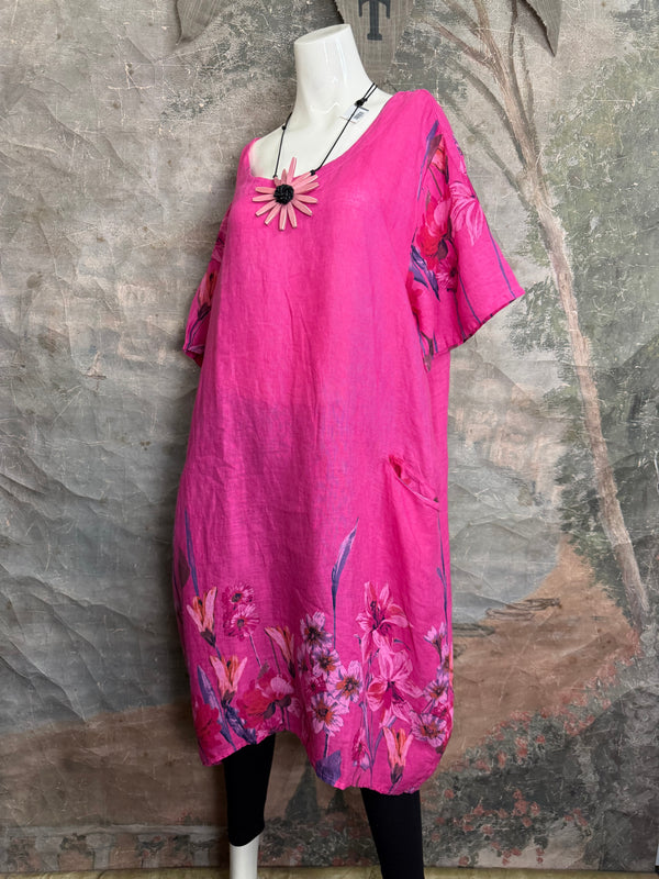 90847G Garden Tea Party Dress-Fuchsia