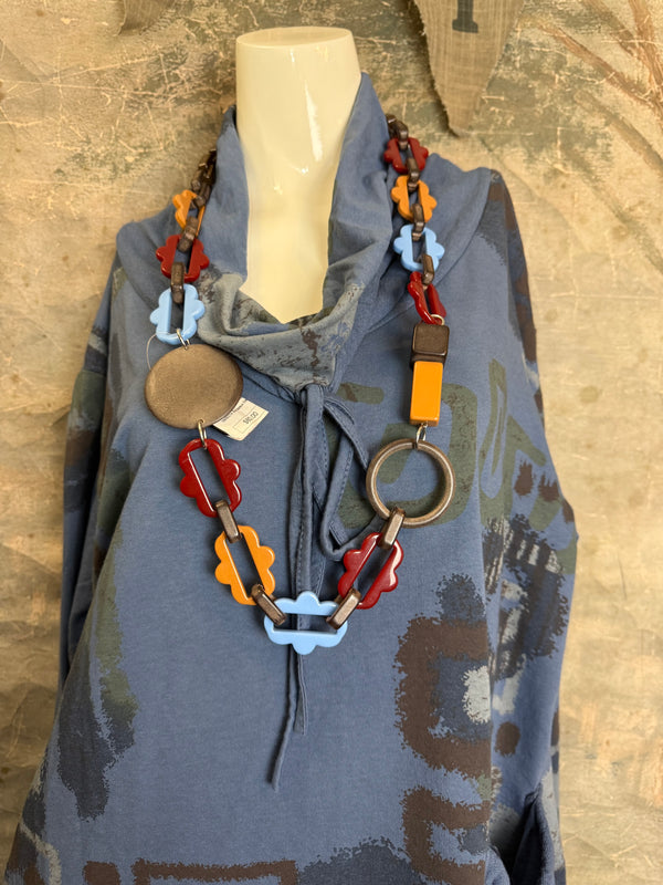 91968 Abstract Sweatshirt Dress-Blue