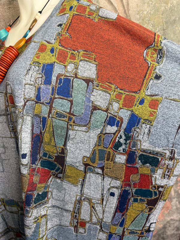 T721T Oversized Dolman Slv Top-Mapped In Color