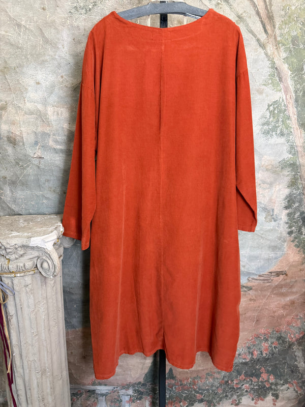 92191-62 Corduroy Stitch Dress-Rust