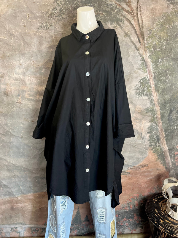 91750 Oversized Shirt Jacket-Black