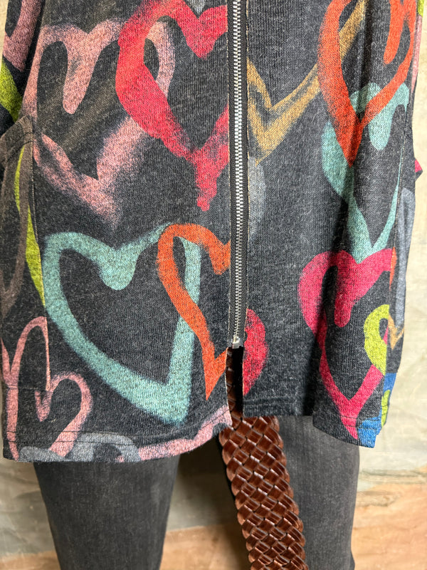 25842 Whimsy Chic Hearts Zipup Jacket