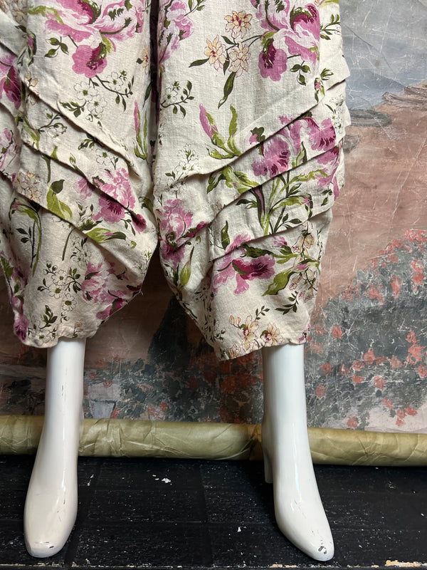 5516 Kristie Linen Tuck Pant-English Garden