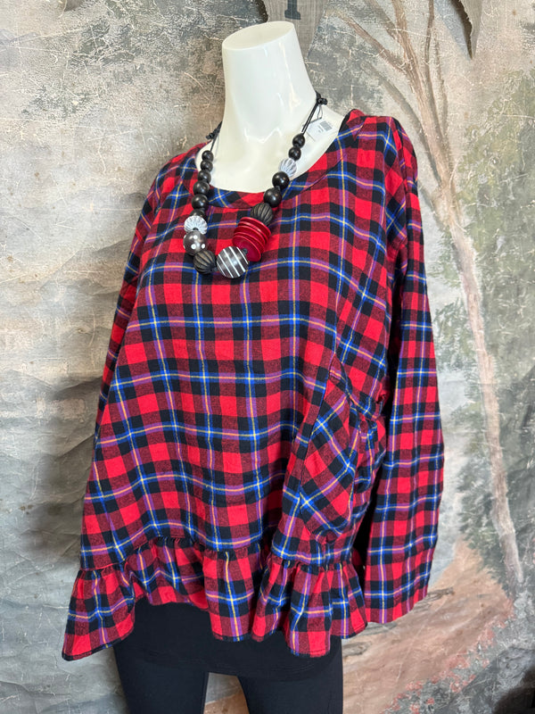 5430 Plaid Ruffle Top