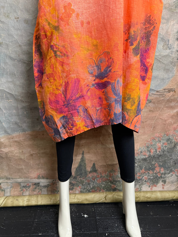90847P Painted Presence Dress-Coral Orange