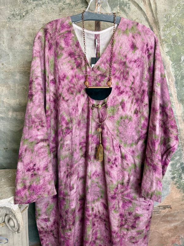 DYM625232 L/Sleeve Maxi Dress-Purple Combo