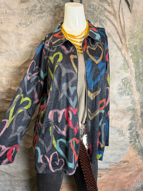 25842 Whimsy Chic Hearts Zipup Jacket