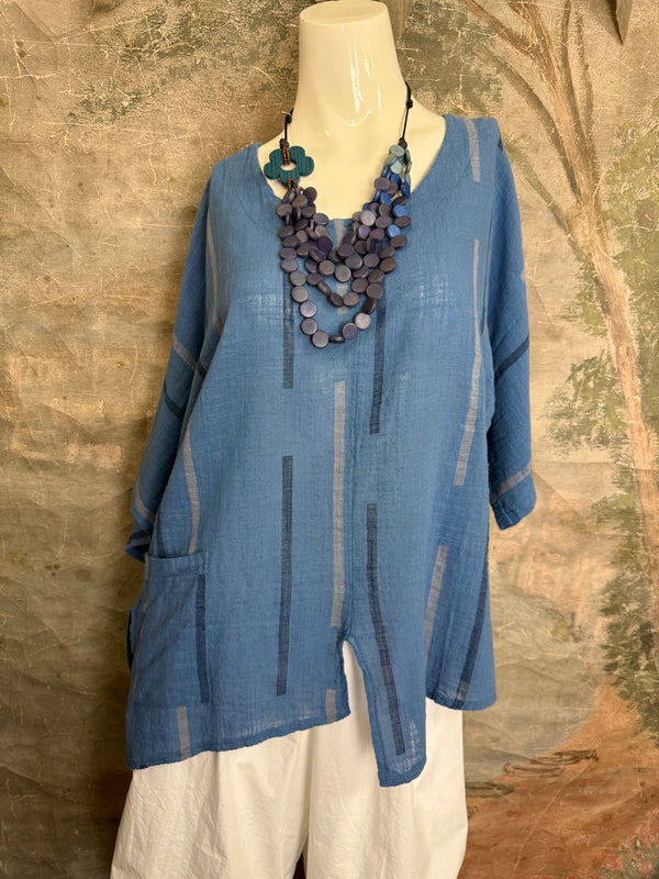 6653S Stripe Top-Blue