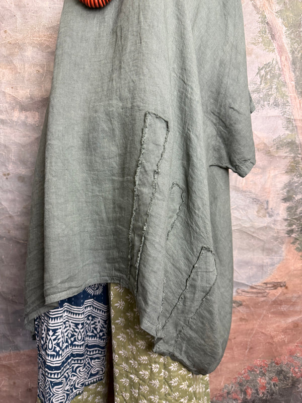 91624 Solid Patch Tunic Shirt-Olive