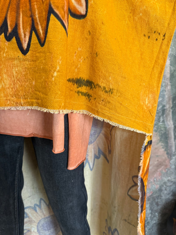 782 High Low Linen Tunic Top-Sunflower/Gold