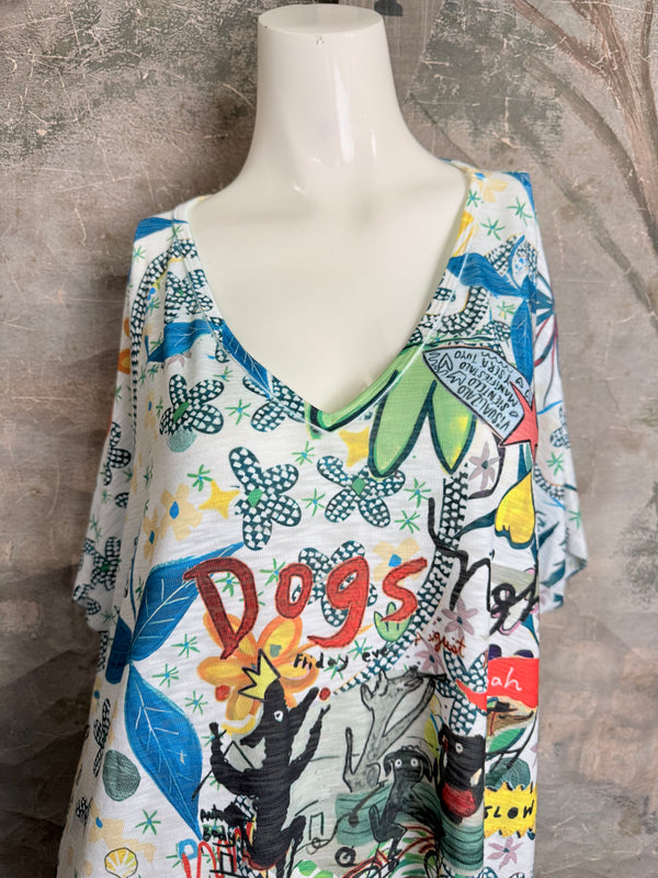 T1640K Vneck Dolman Top-Dogs Night