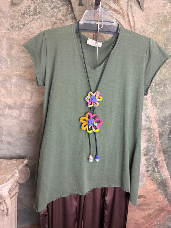 26N144 Double Daisy Bolo Necklace-C MIX