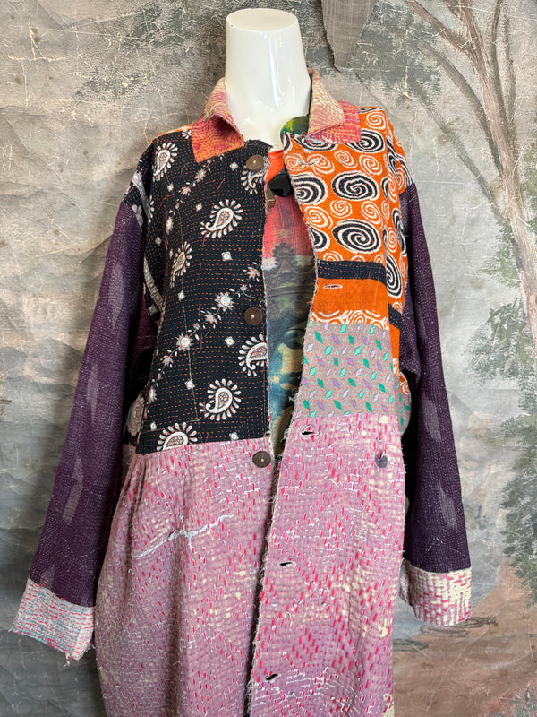 JG-183 Kantha Sunrise Coat-MIX 5