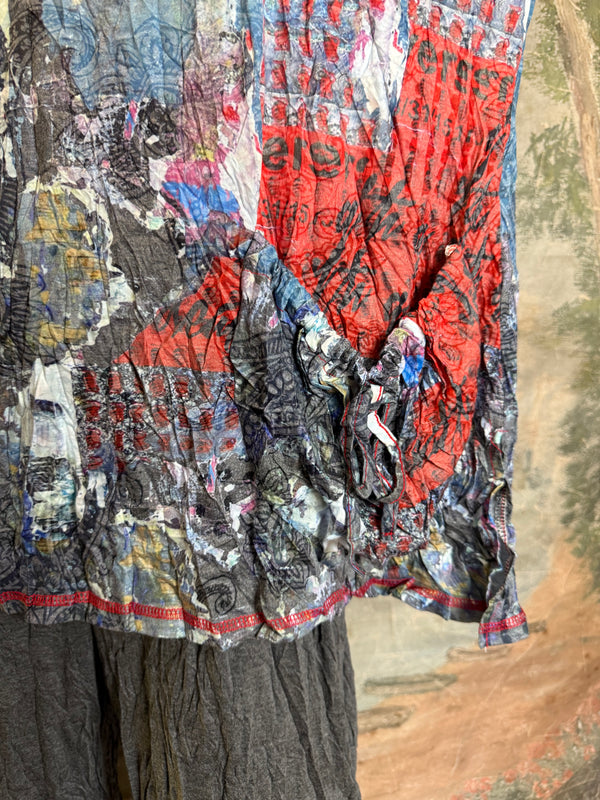 25615 Crinkle One Pocket Top-Multi