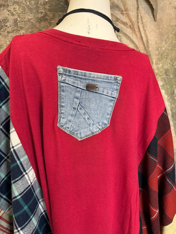 5576 Flannel Band Tee Topper-D