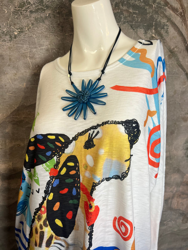 T448K Hi-Low Hem Tunic Top-Scruffys day out