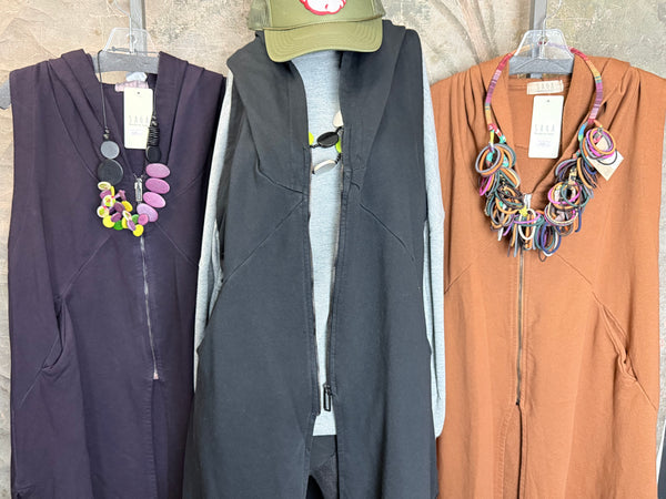 2626AU Zip Hoodie Vest-Black