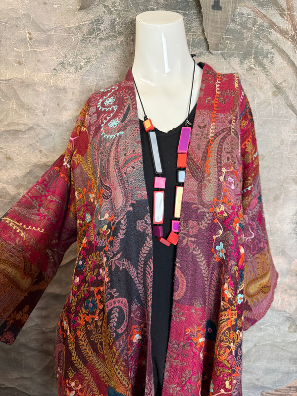 ANU 19828 Embroidered Duster JKT-Macroon