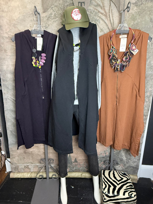 2626AU Zip Hoodie Vest-Black