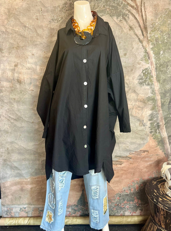 91750 Oversized Shirt Jacket-Black