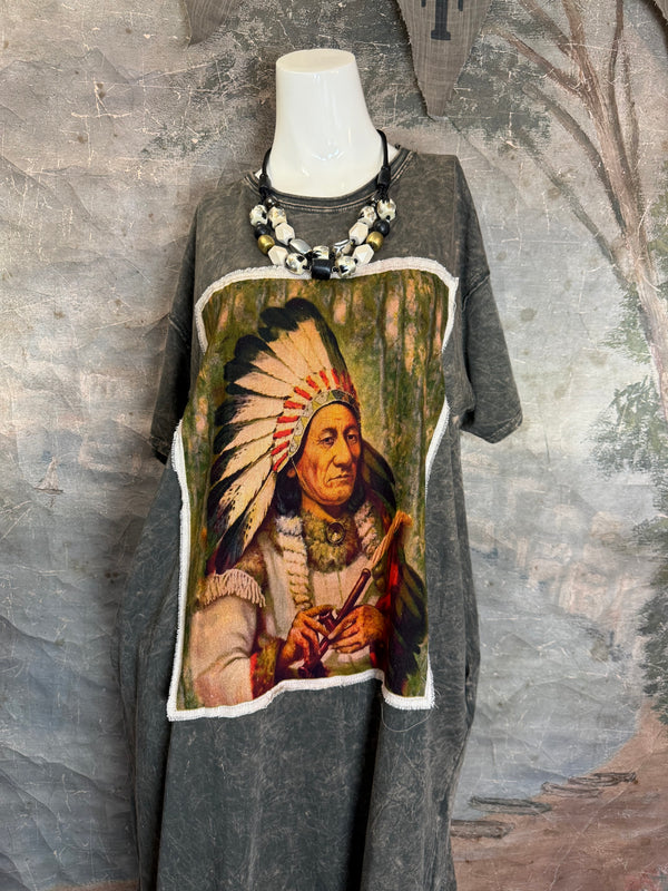 T839 Short Sleeve T-Shirt Dress-Hunter/Indian