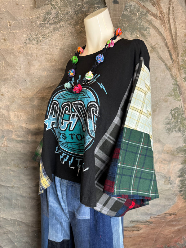 5576 Flannel Band Tee Topper-C