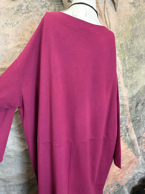 91805 Corduroy Button Dress-Burgundy